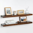 thumbnail image 1 of Fun Memories 36 inch Floating Shelves, 8 inch Deep Rustic Wood Wall Shelves Set of 2,Walnut, 1 of 5