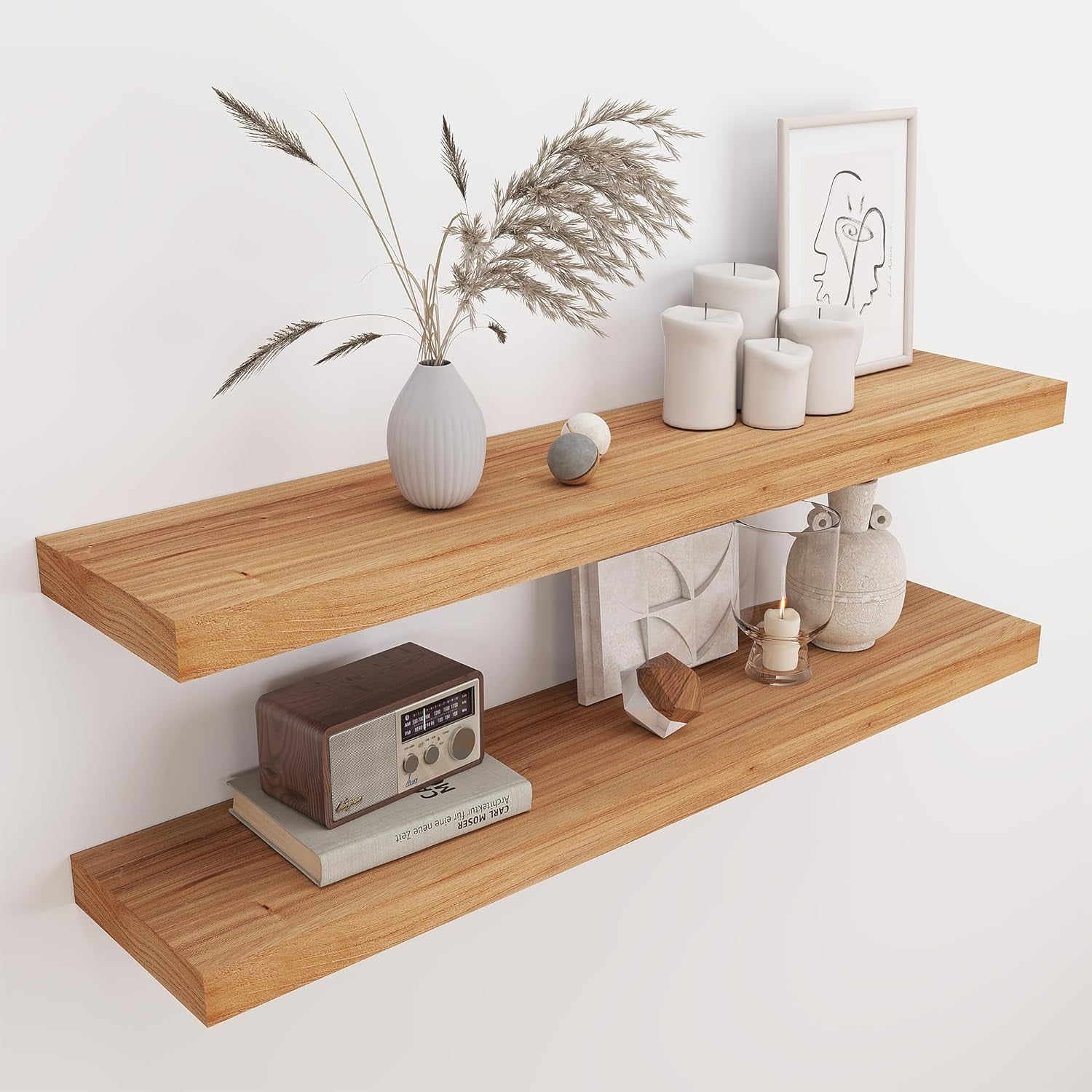 Fun Memories Floating Shelves for Wall, 36 Inch Wood Wall Shelves for
