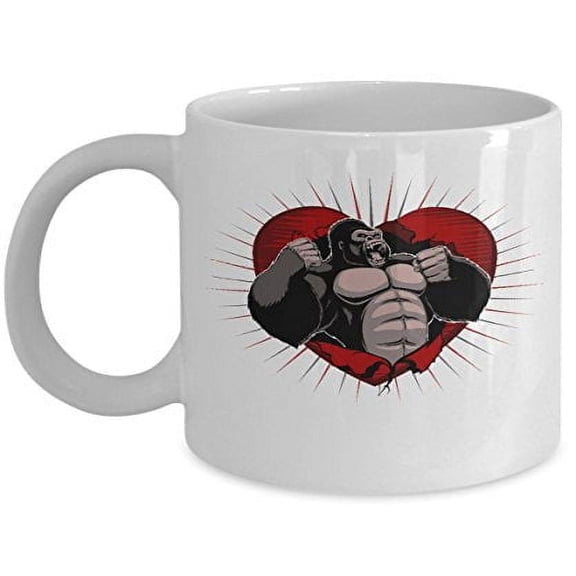 Monkey Emoji 11 oz Coffee Mug - Unique Gorilla Gift White Ceramic