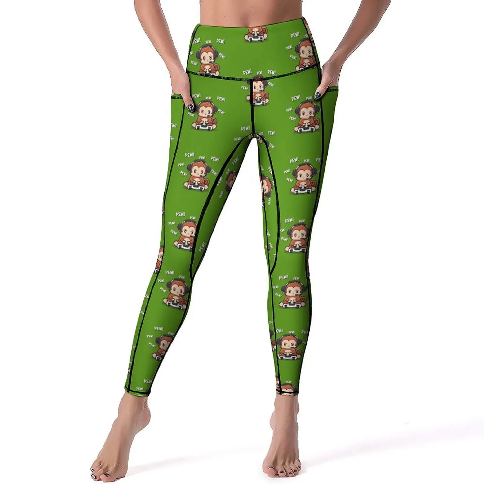 Fun Monkey Leggings Sexy Floral Print Fitness Yoga Pants Push Up Stretch Sport Legging Pockets Vintage Design Leggins Walmart