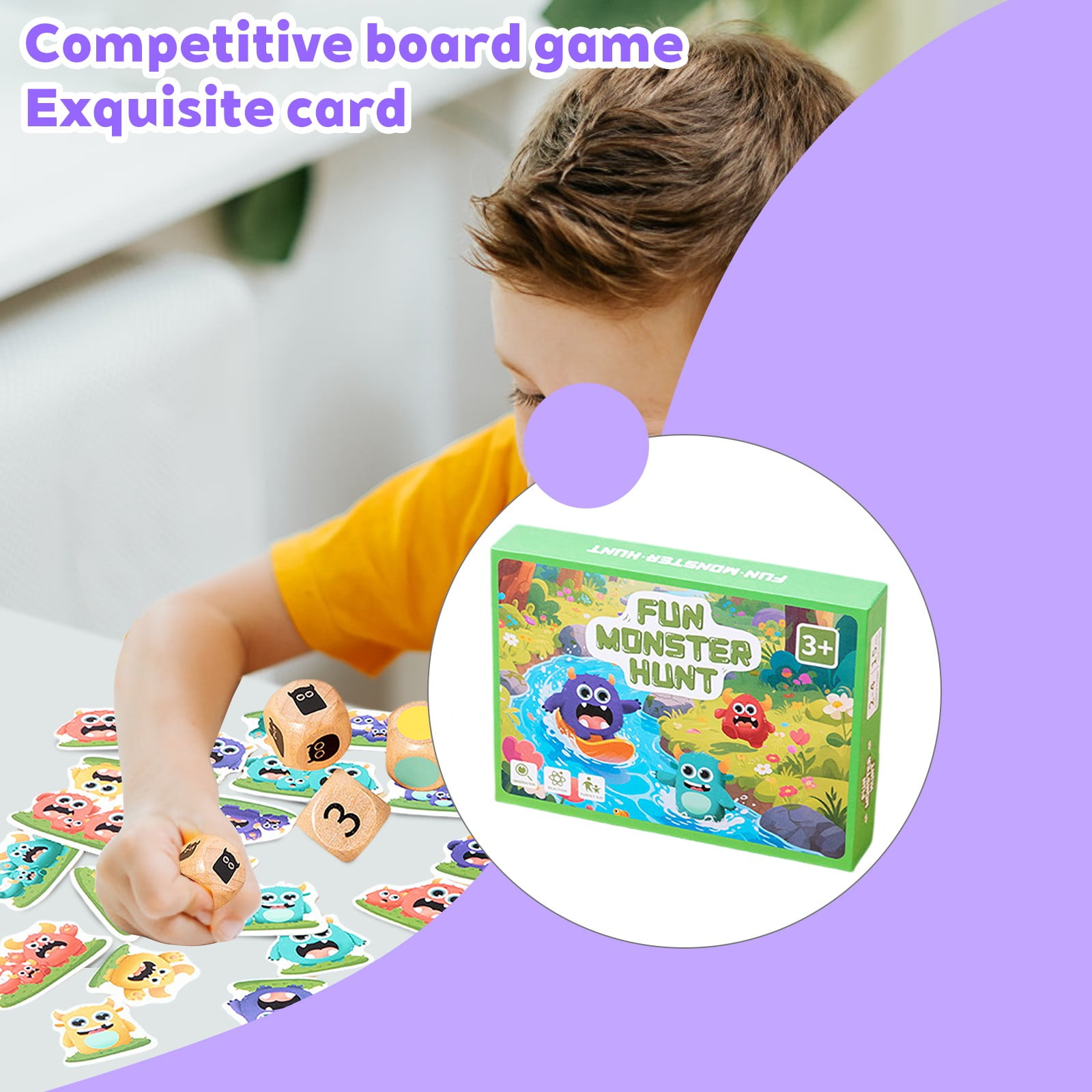 Fun Monster Hunt Wooden Board Game Set, Interactive Competitive