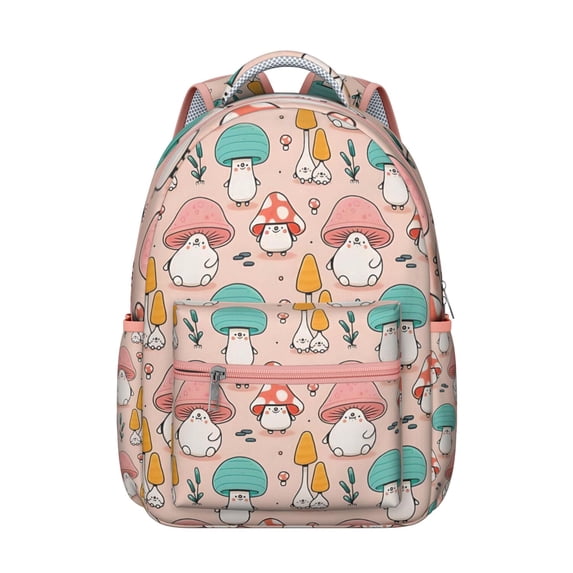 Fun Mushroom Themed Backpack for Teens Women, Cute School College Bookbag, Large Capacity Laptop Daypack for Campus Travel, Lightweight Durable, Great Gift
