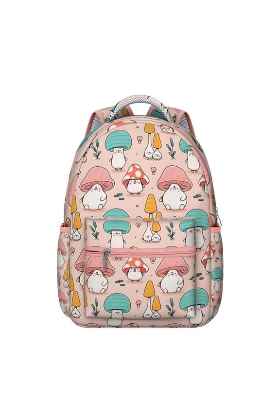Fun Mushroom Themed Backpack for Teens Women, Cute School College Bookbag, Large Capacity Laptop Daypack for Campus Travel, Lightweight Durable, Great Gift