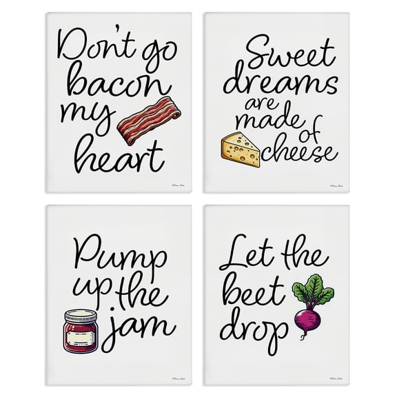Stupell Industries Fun Music Lyric Puns 4 Piece Canvas Wall Art Set, design by Susan Ball