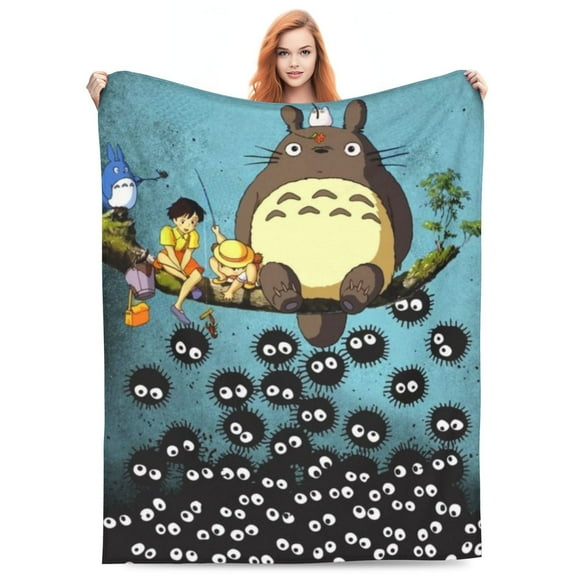 Fun My Neighbor Totoro printed plush throw blanket, soft and lightweight flannel blanket for all seasons, comfortable home decoration for all seasons 60"X50"