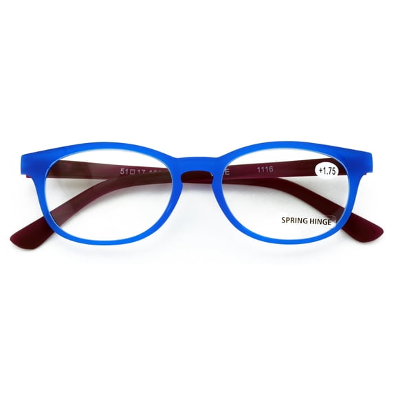 Fun Neon Color Spherical Frame Readers Reading Glasses - Matte Translucent Anti Blue Blocker Blue Purple +1.75