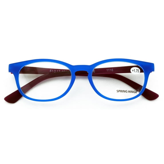 Fun Neon Color Spherical Frame Readers Reading Glasses - Matte Translucent Anti Blue Blocker Blue Purple +3.50