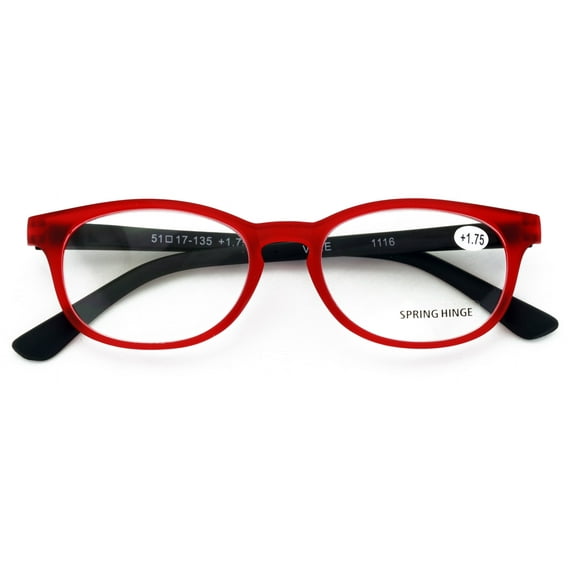 Fun Neon Color Spherical Frame Readers Reading Glasses - Matte Translucent Anti Blue Blocker Red Black +2.25