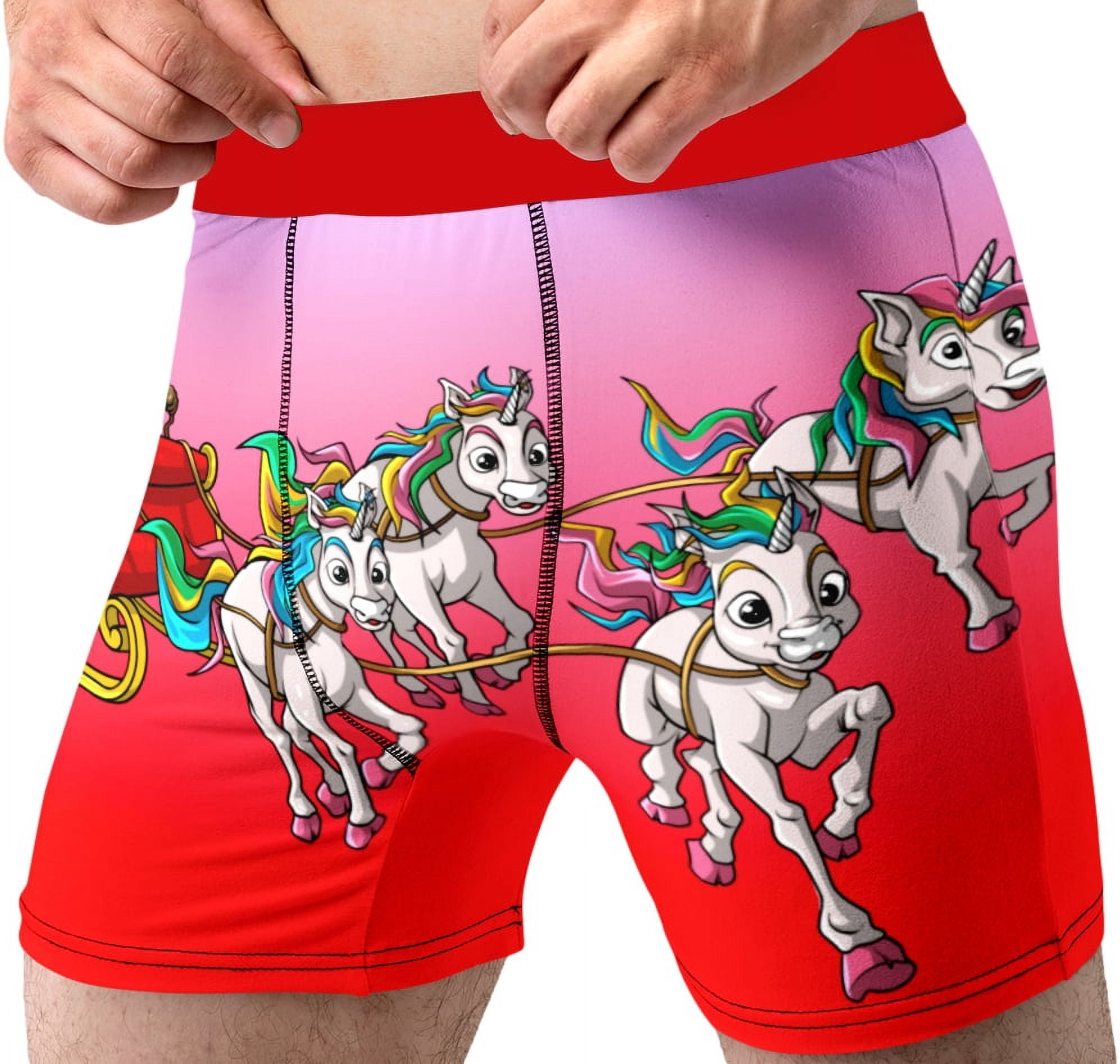 Fun Novelty Boxer Briefs for Men Rainbow Unicorn Santa Christmas