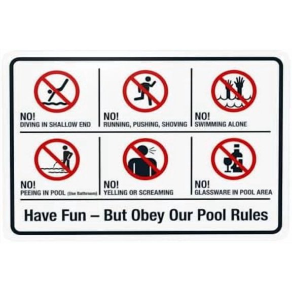 Have Fun But Obey Our Pool Rules Warning Sign, Pool Rules Security Metal Signs for Home Busines Outdoor Indoor Road Yard Garage Street Wall Caution Decor 12 x 8 Inch