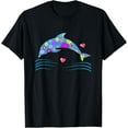 thumbnail image 1 of Fun Ocean Animal Gifts Women & Girls | Cute Floral Dolphin T-Shirt, 1 of 4