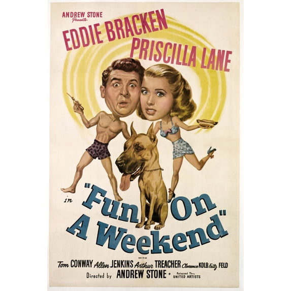 Fun On A Weekend From Left Eddie Bracken Priscilla Lane 1947 Movie Poster Masterprint (24 x 36)