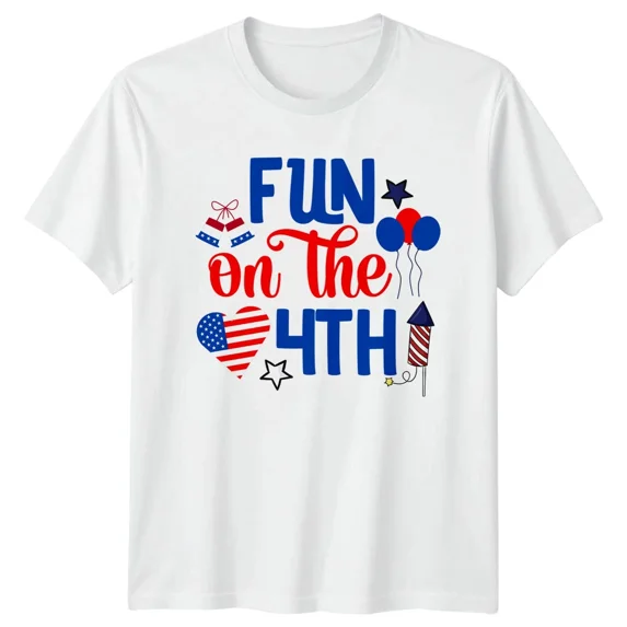 Fun On The 4th Independence Day Holiday Mens T-Shirt Womens Tee Graphic Unisex