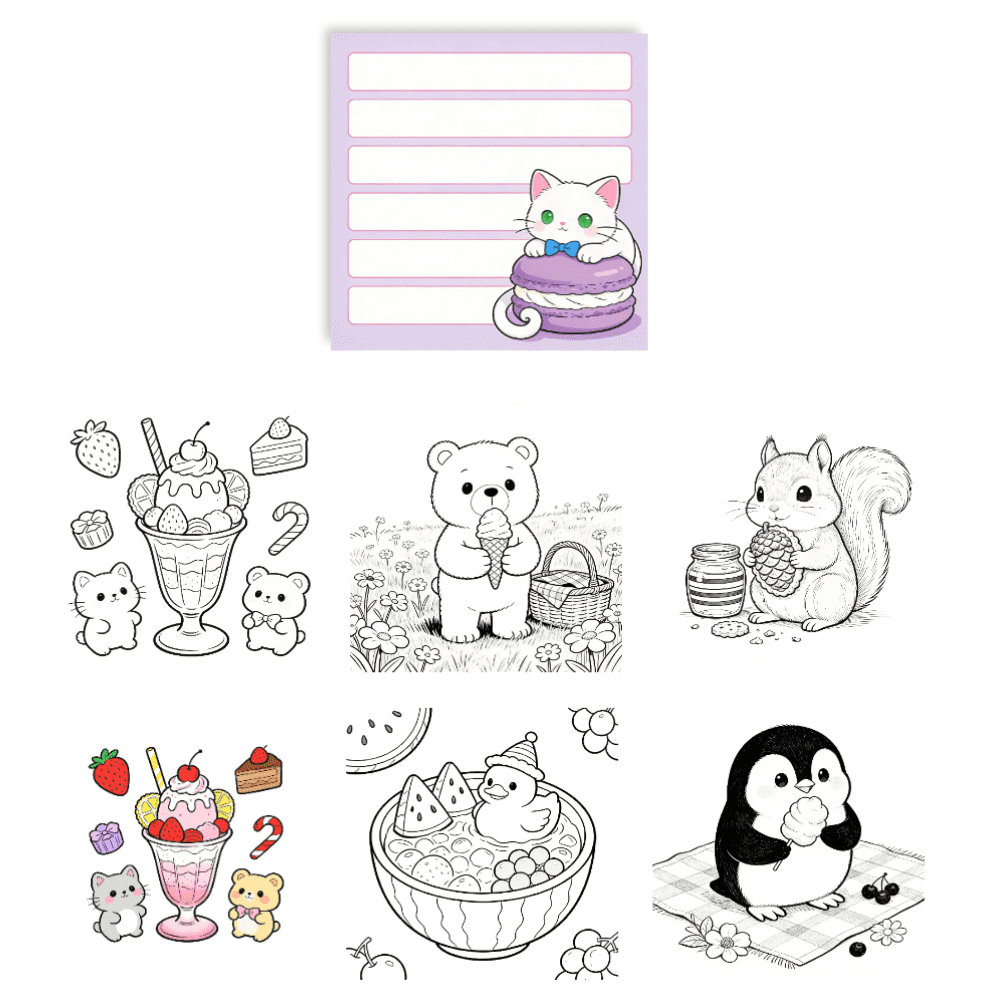 Fun Original Design Sticky Notes (100 Pcs) - Double-Sided Coloring & Writing, 100 Unique Patterns