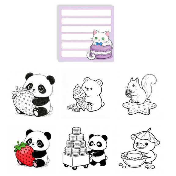 Fun Original Sticky Notes - 100 Pcs Double-Sided, Coloring & Message Taking No-Repeat Designs