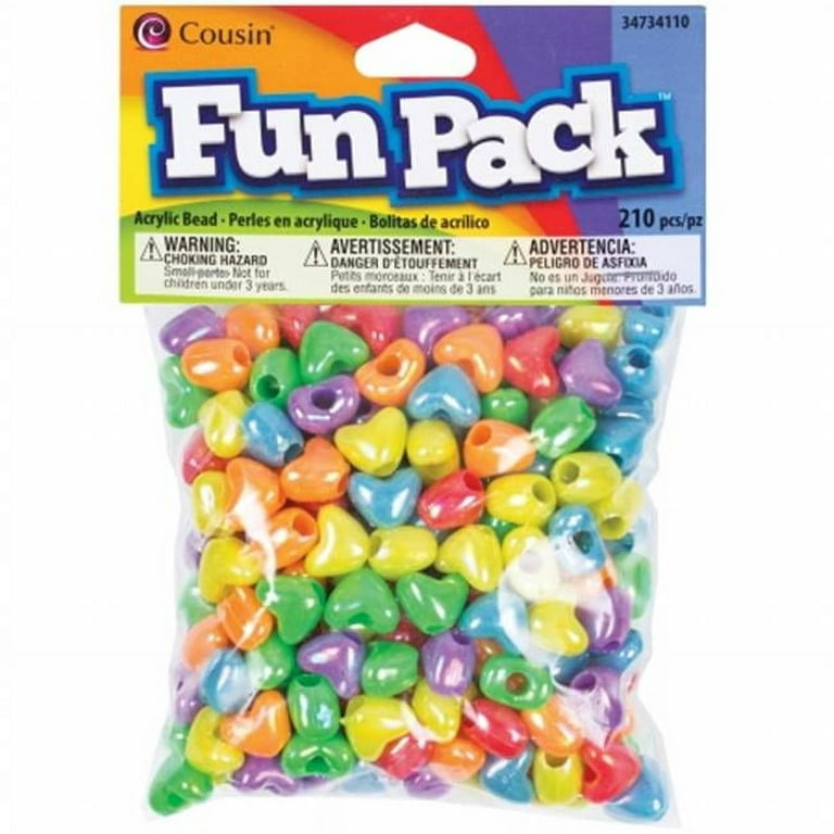 Cousin Fun Pack Acrylic Heart Beads 210/Pkg - Assorted Colors
