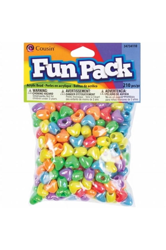 Fun Pack Acrylic Heart Beads, 210pk, Assorted Colors