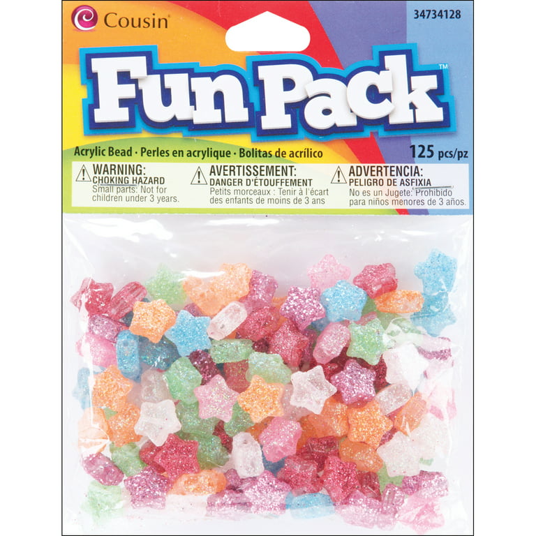 Cousin Fun Pack Acrylic Star Beads 125/Pkg-Assorted Glitter