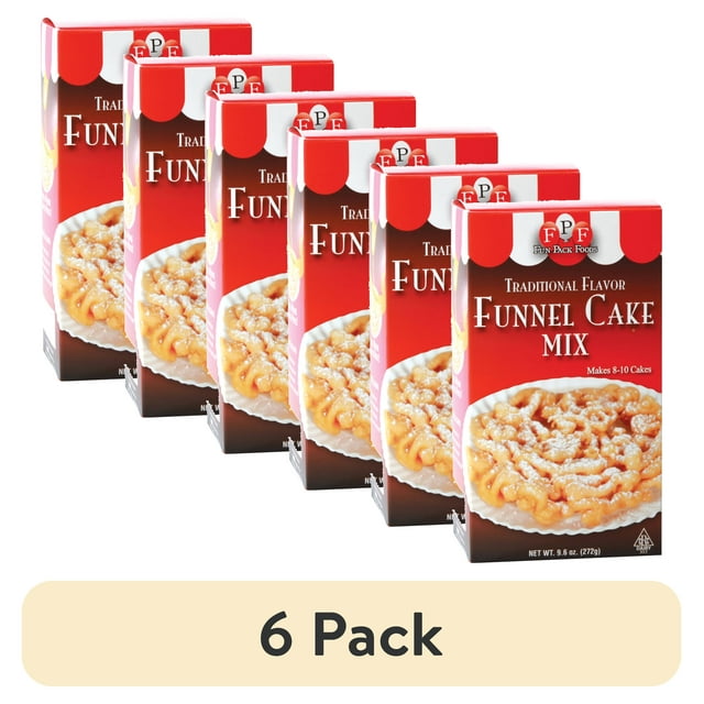 (6 pack) Fun Pack Foods Traditional Flavor Funnel Cake Mix, 9.6 oz Box