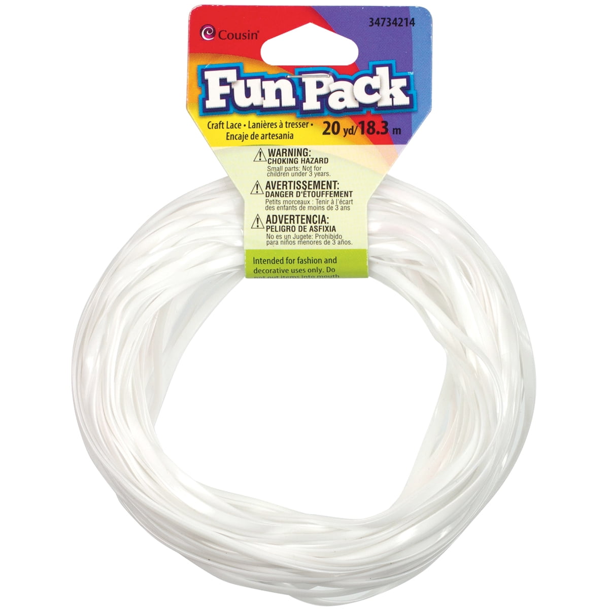 Fun Pack Plastic Craft Lace 20yd-White, Pk 6, Cousin - Walmart.com