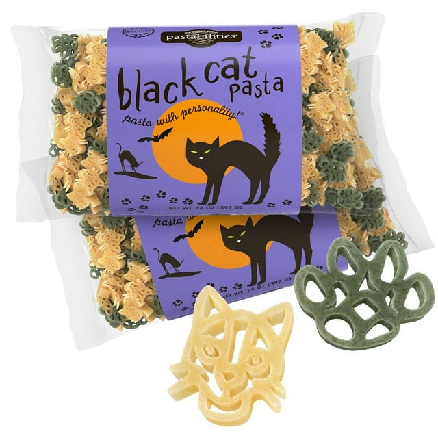 Fun Pasta for Kids - Black Cat - Cats and Paws Animal Theme, Non-GMO