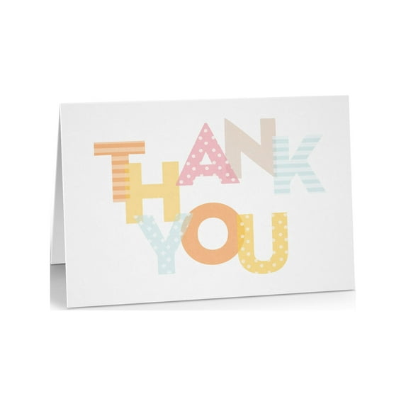 Fun Pattern Thank You Note Card - 10 Cards and Envelopes - B14345