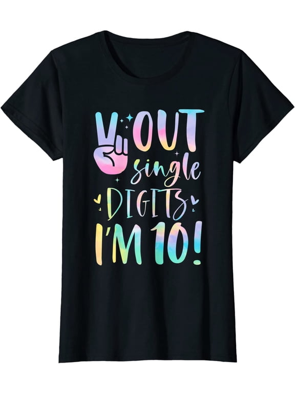 Fun Peace Out Single Digits I'm 10 Year Old 10th Birthday Girl Short Seelve T-Shirt