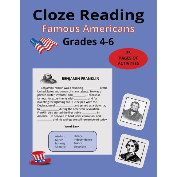 Cloze Reading: Famous Americans Grades 4-6, (Paperback)