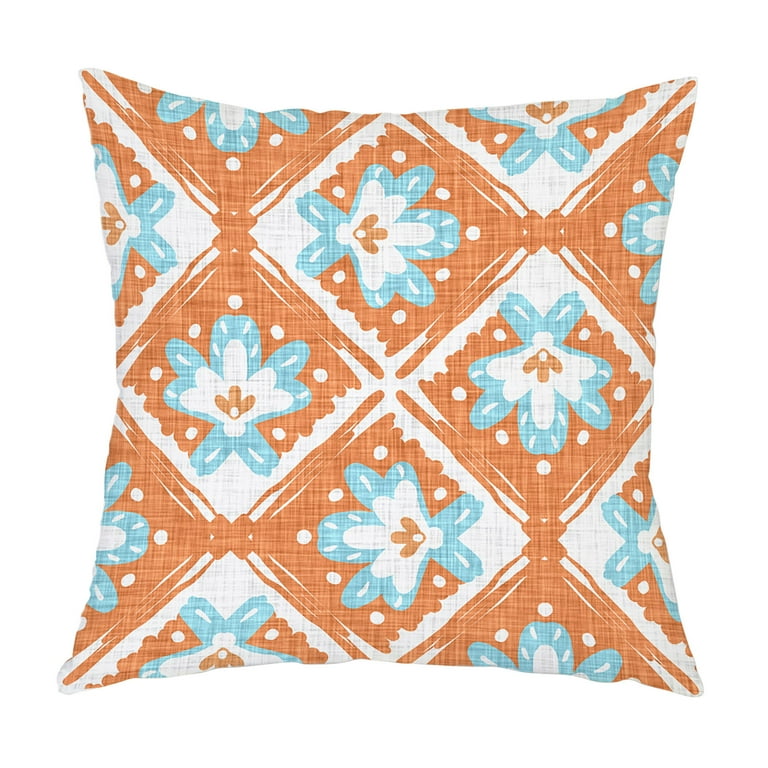 Fun Pillows Decorative Throw Pillows Printed Stripe Plaid Cushion Cover Peach Skin Cushion Orange Geometric Cushion Cover Sofa Cushion Cover Zippe