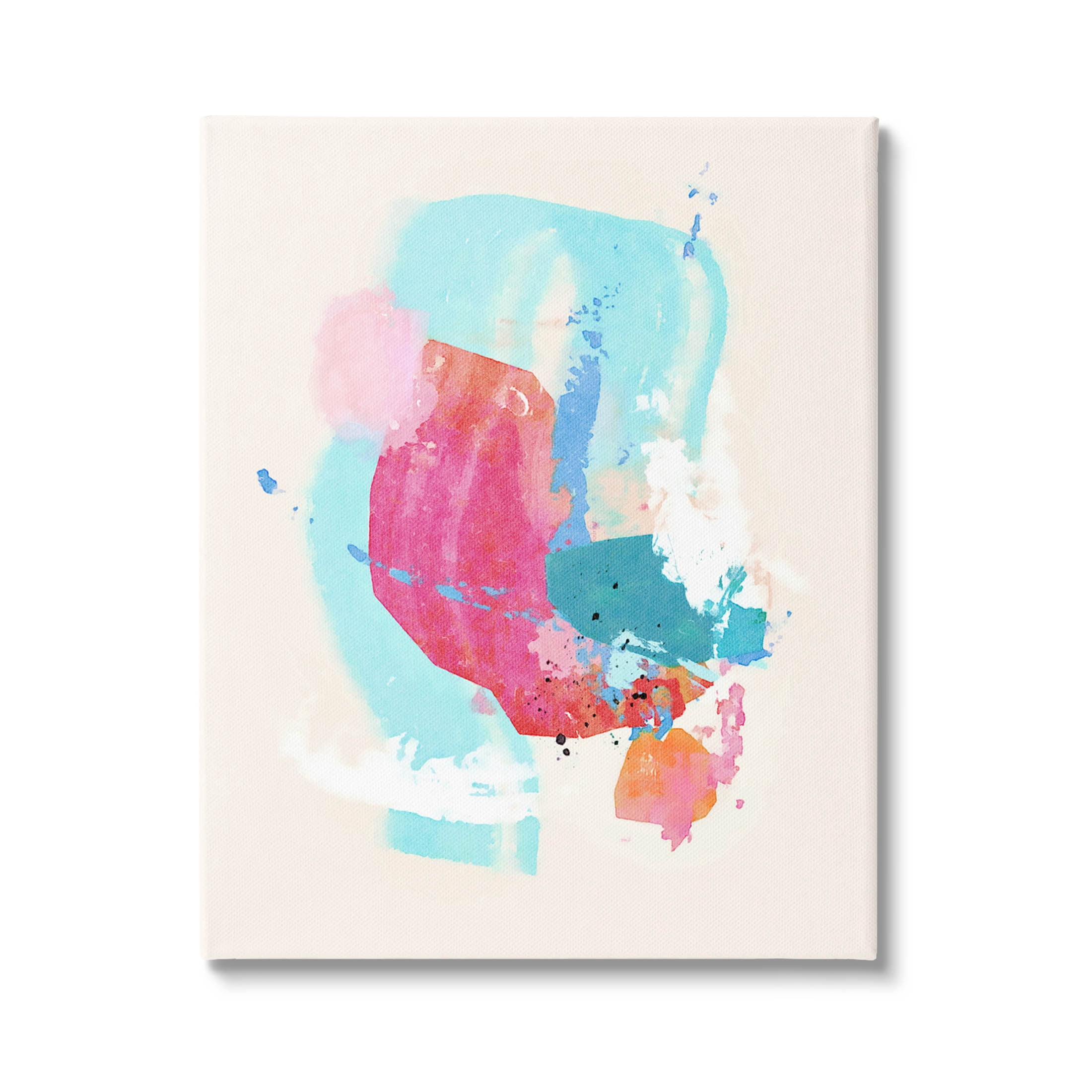 Fun Pink Abstract Strokes Abstract Graphic Art Gallery Wrapped Canvas Print Wall Art