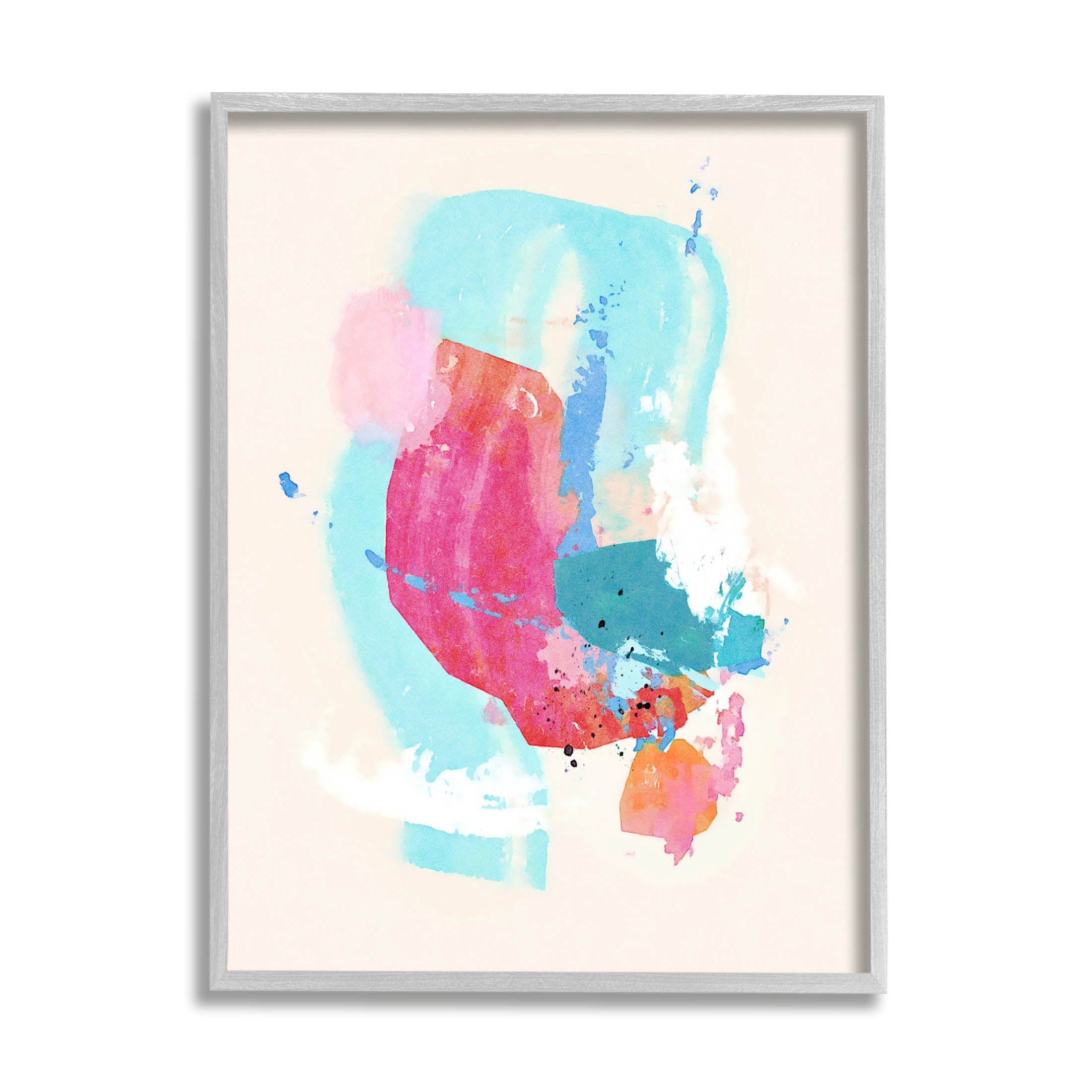 Fun Pink Abstract Strokes Abstract Graphic Art Gray Framed Art Print Wall Art