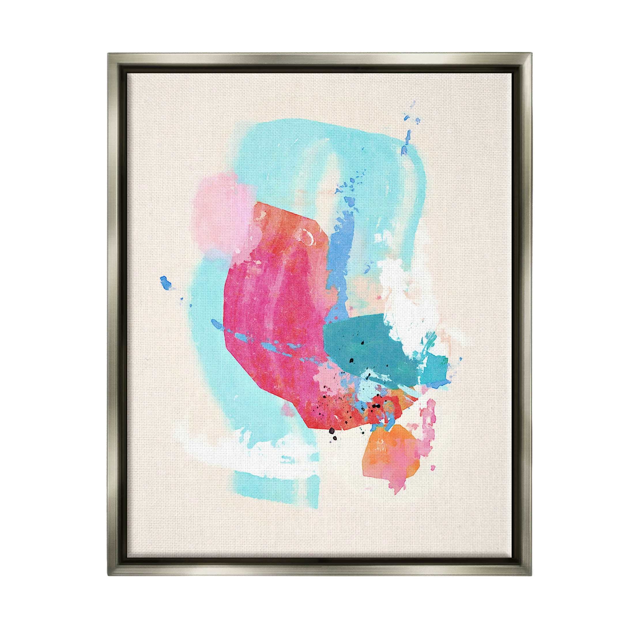 Fun Pink Abstract Strokes Abstract Graphic Art Luster Gray Framed Art Print Wall Art