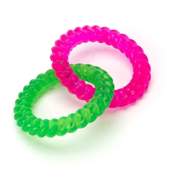Fun Pink and Green Chain Link Puppy and Small Dog Toy Circle or Heart Play Fetch (1 Ring Toy)