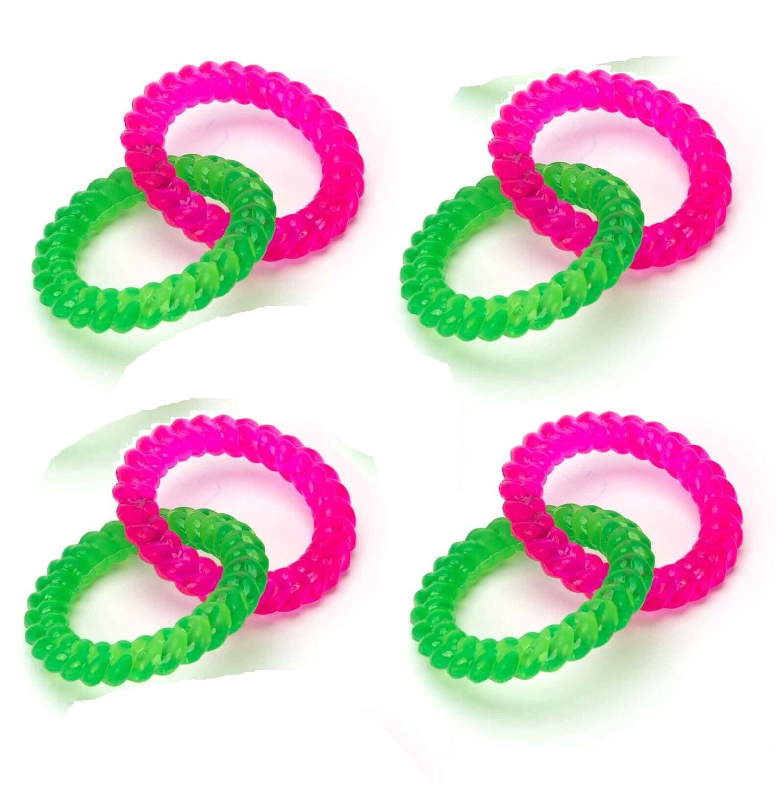 Fun Pink and Green Chain Link Puppy and Small Dog Toy Circle or Heart Play Fetch (4 Ring Toys)