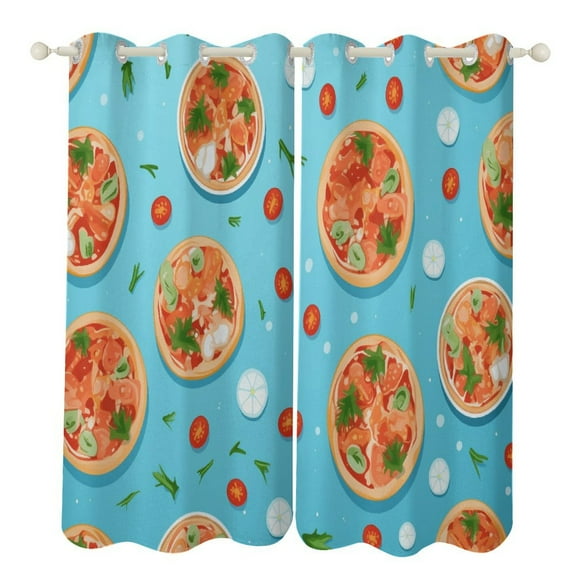 Fun Pizza Modern Window for Living Room Curtains for Child Bedroom Kitchen Decor Blinds Drapes