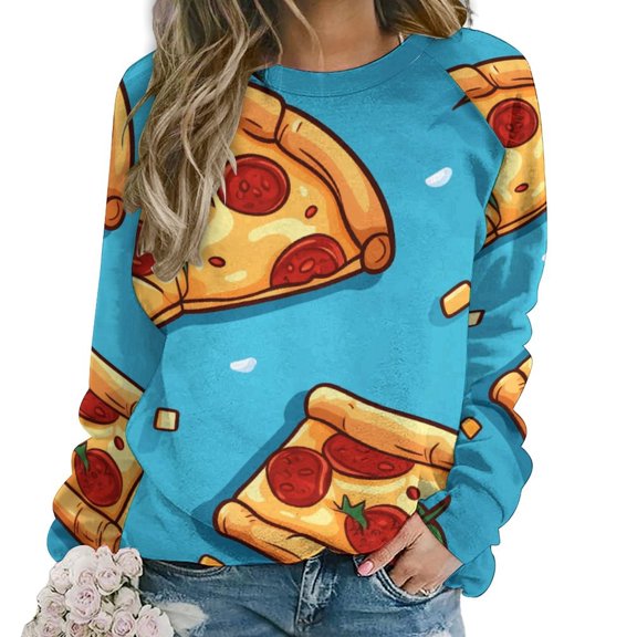Fun Pizza Mom Sweatshirt For Women Long Sleeve Pullover