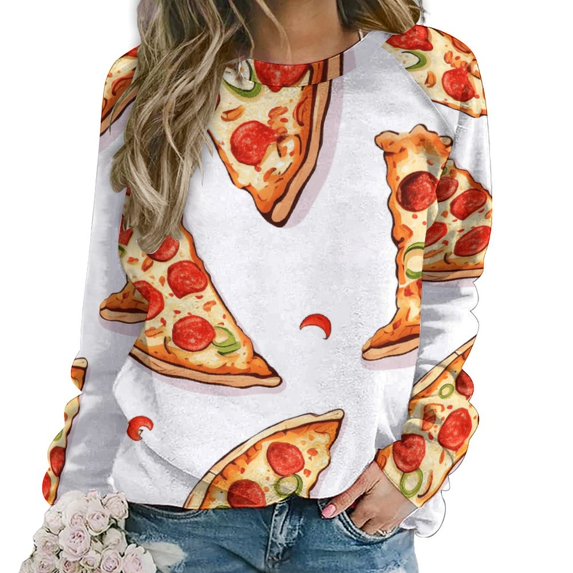 Fun Pizza Mom Sweatshirt For Women Long Sleeve Pullover