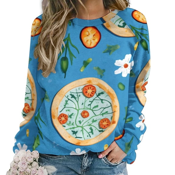 Fun Pizza Mom Sweatshirt For Women Long Sleeve Pullover