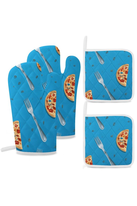 Fun Pizza Oven Mitt And Pot Holder Set Oven Glove for Kitchen Baking Cooking Grilling