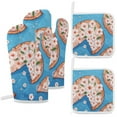 thumbnail image 1 of Fun Pizza Oven Mitt And Pot Holder Set Oven Glove for Kitchen Baking Cooking Grilling, 1 of 6