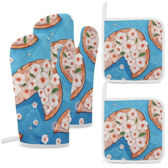 Fun Pizza Oven Mitt And Pot Holder Set Oven Glove for Kitchen Baking Cooking Grilling