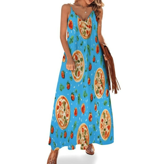 Fun Pizza Sleeveless Dress for Women Clothing Female Women's Summer Skirt
