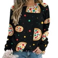 thumbnail image 1 of Fun Pizza Womens Casual Crewneck Sweatshirt Long Sleeve Tops Cute Pullover Loose Fit, 1 of 7