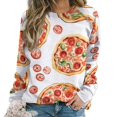 thumbnail image 1 of Fun Pizza Womens Casual Crewneck Sweatshirt Long Sleeve Tops Cute Pullover Loose Fit, 1 of 7