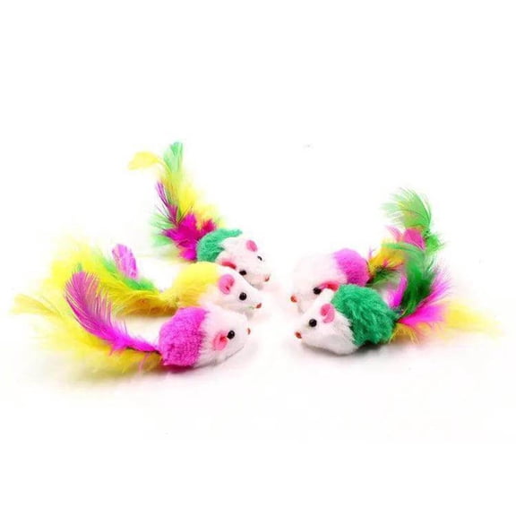 Fun Plush Cat Mouse Toys: 5 Pack with Colorful Tails