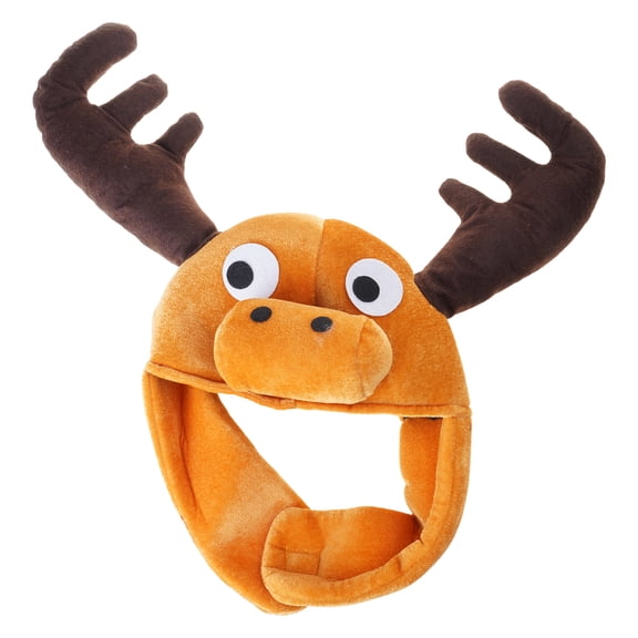 Fun Plush Hat Brown Moose Designs Headgear Hat Perfect for Winter Warmth and Music Festival Props Headpiece