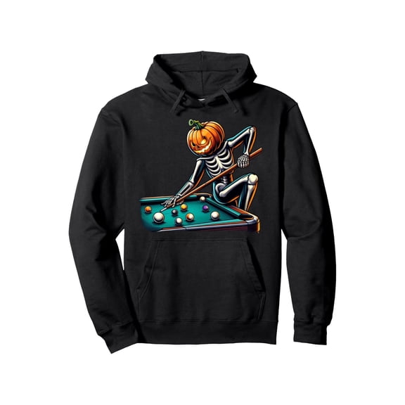 Fun Pool & Pool Party Hoodie - Unisex Pullover Sweatshirt with 8-Ball And Pool Cue Graphics, 50%, 50% Polyester Blend, Perfect for All Seasons, Sizes S-XXXL, Black - Perfect for Halloween, Christmas,