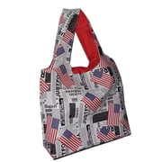 Fun Print Shoulder Tote Bag Faux Leather Lined and Inner Slip Pocket US Flag and Newspaper