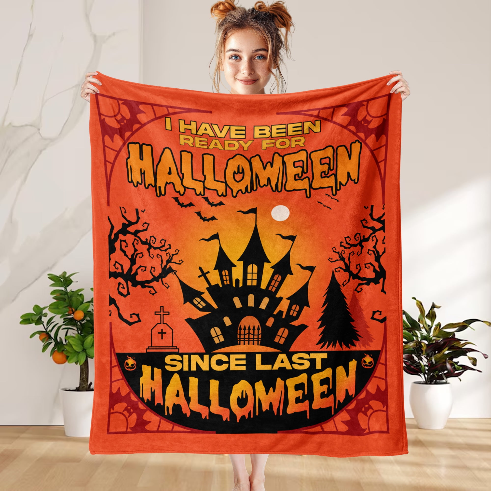 Fun Printed Halloween Throw Blanket, Soft Warm Cozy Flannel Blanket for Bedroom, Living Rooms, Couch,Sofa, Home Decor,30 x 40 in