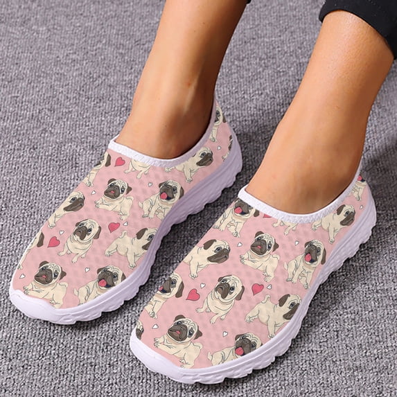 Fun Pug Print House Shoes Pet Dog Print Lightweight Soft Mesh Shoes Cartoon Dog Summer Outdoor Breathable Shoes Hot